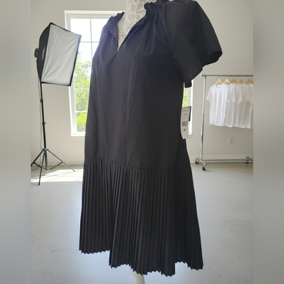 Robbie Bee Women's Black Cotton Blend A-Line Pleaded Dress Size M - Picture 6 of 10